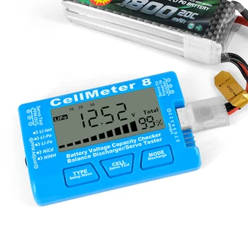 Универсальный цифровой измеритель емкости аккумулятора RC CellMeter-8 для проверки напряжения LiPo LiFe Li-ion Nicd NiMH аккумулятора тестером