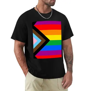 Футболка с Флагом Гордости ЛГБТК + Прогресса, милая одежда с аниме, летний топ, футболки для мужчин, комплект