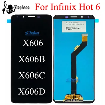 Черный 6,0 дюймов Для Infinix Hot 6 X606D X606C X606 X606B ЖК-Дисплей С Сенсорным Экраном Дигитайзер В Сборе Запасные Части