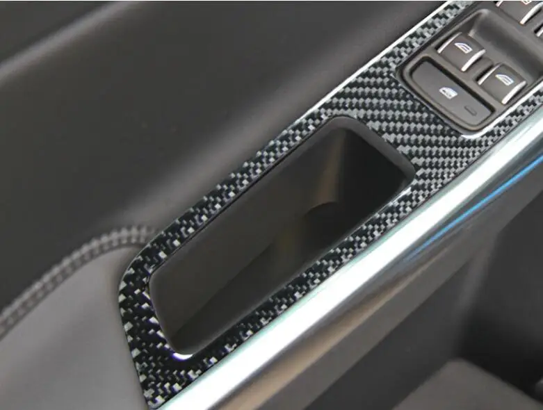 Для Volvo XC60 2018 из углеродного волокна 1 комплект Кнопок переключения стеклоподъемника внутренней двери автомобиля Молдинг крышки Аксессуары для стайлинга автомобилей 2