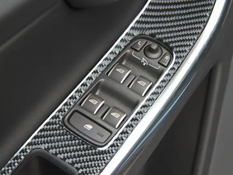 Для Volvo XC60 2018 из углеродного волокна 1 комплект Кнопок переключения стеклоподъемника внутренней двери автомобиля Молдинг крышки Аксессуары для стайлинга автомобилей 4