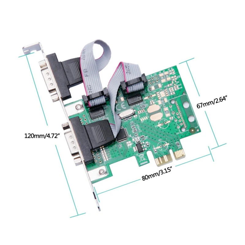 PCI-E к Двойной Последовательной Комбинированной карте RS232 PCI Express PCIe Adapter Card 2,5 Гбит/С Канал 1000 Кбит/с RS232 Быстрый Стабильный 5