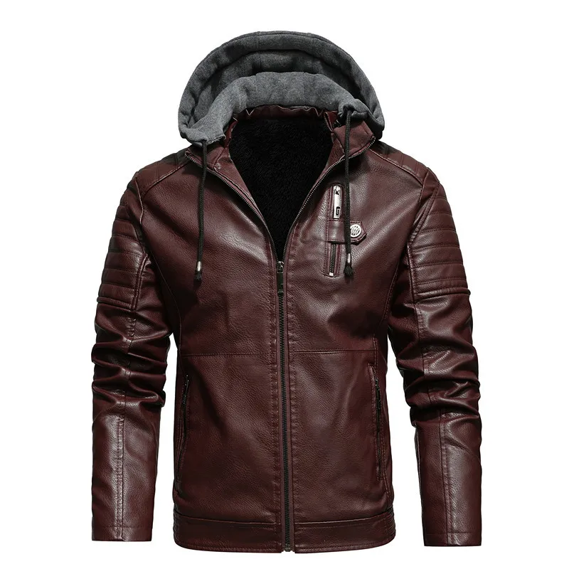мужская высококачественная куртка из искусственной кожи, мужская зимняя модная куртка с отворотом на молнии и прямым подолом, официальные повседневные пальто, куртка-бомбер из искусственной кожи 3