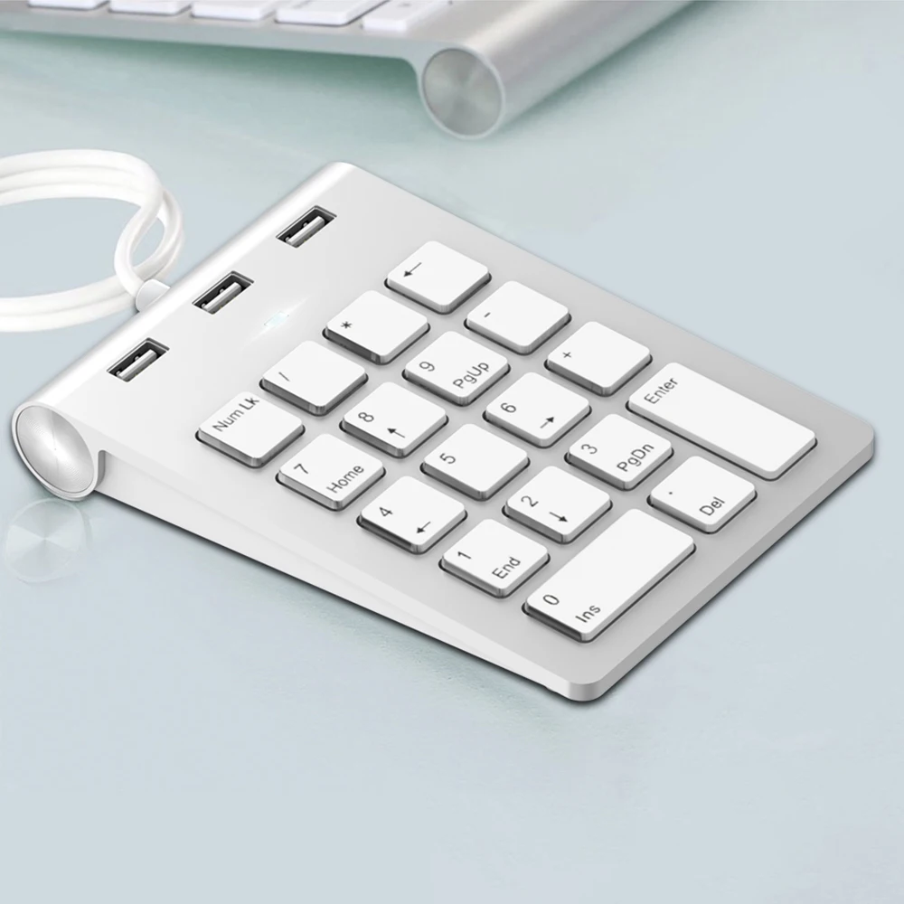Мини-цифровая клавиатура, клавиатура с 18 клавишами, цифровая клавиатура, цифровая клавиатура с 3 портами, USB-концентратор для ноутбука, настольный ПК, ноутбук 1