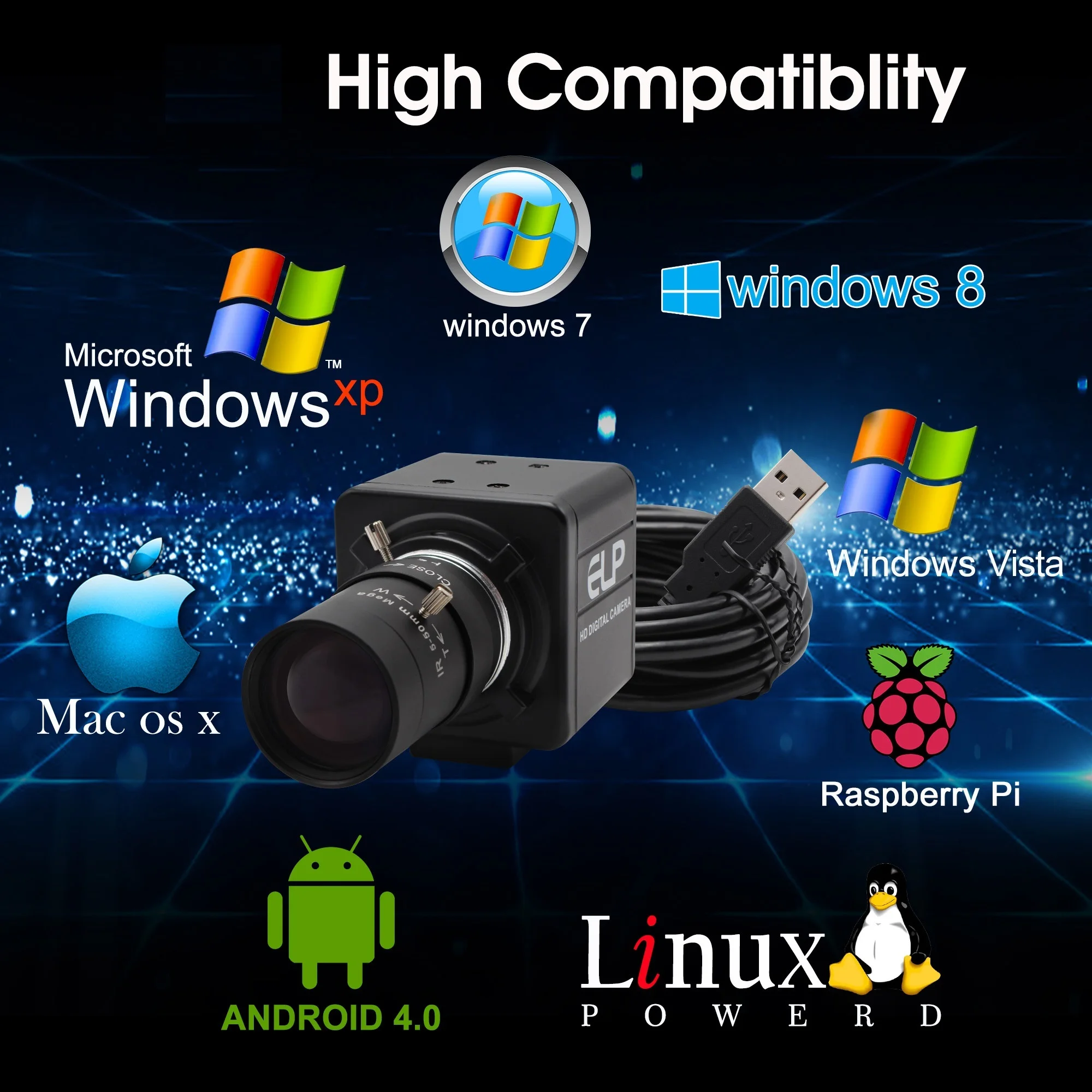 ELP IMX291 USB 3.0 Мини-Веб-камера MJPEG 50 кадров в секунду 2-Мегапиксельная Высокоскоростная ПК-Камера 1080P USB с Ручным Зумом и Варифокальным CS-Объективом 5
