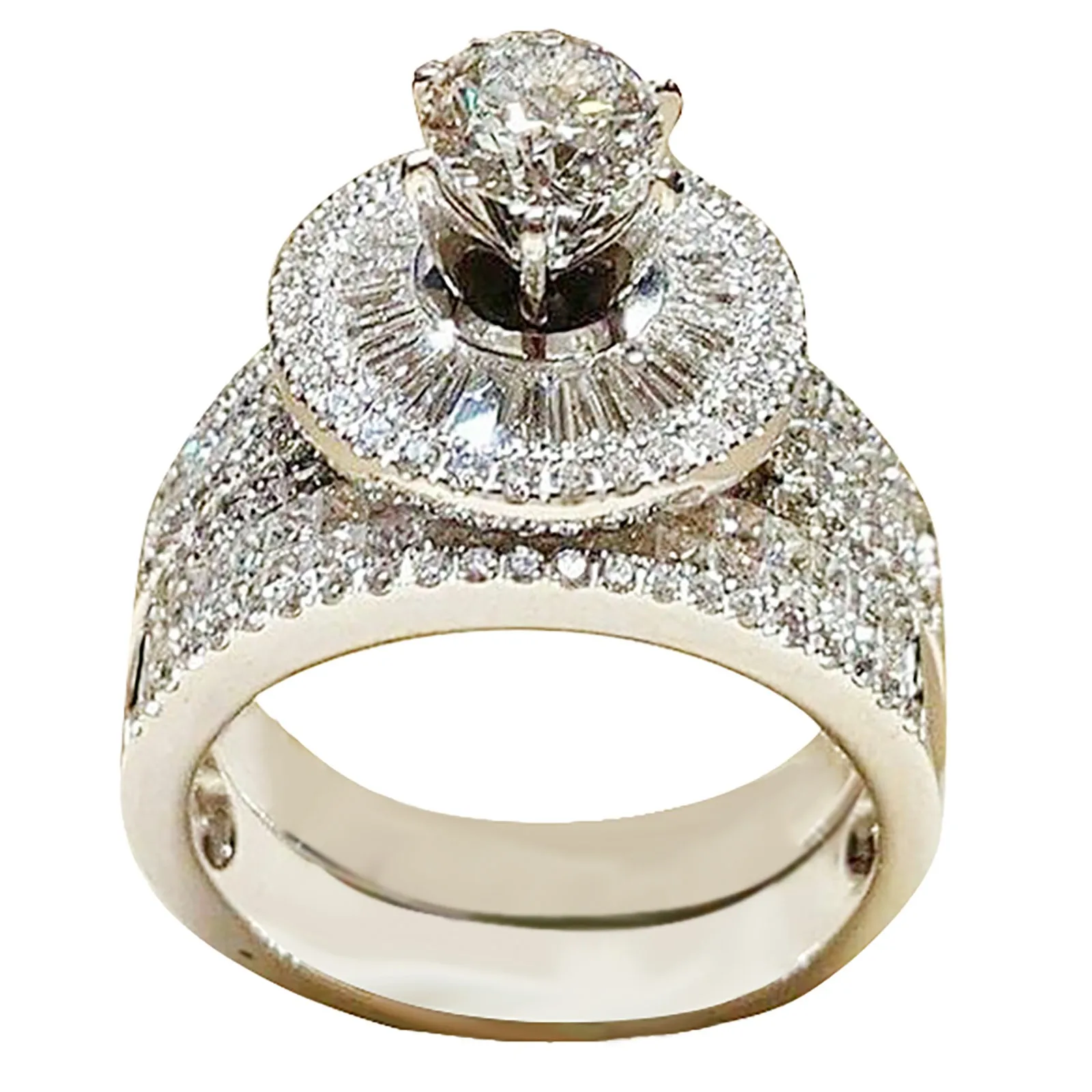 Роскошный Хрустальный женский набор колец Big Queen, модные свадебные кольца серебристого цвета для женщин, обручальное кольцо с обещанием любви