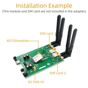 M.2 NGFF 3G/ 4G / 5G Модуль B Ключ к сетевому адаптеру USB3.0 Riser Board Слот для двух SIM-карт DC / TYPE-C Вспомогательный источник питания с антенной 4 1