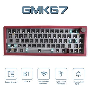ZUOYA GMK67 3-режимный индивидуальный комплект механической клавиатуры с возможностью горячей замены Bluetooth 2.4G Беспроводная прокладка с RGB подсветкой keyboa