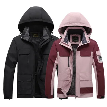 Верхняя куртка для пары, мужская и женская Водонепроницаемая ветрозащитная куртка с капюшоном, одежда для альпинизма и пешего туризма