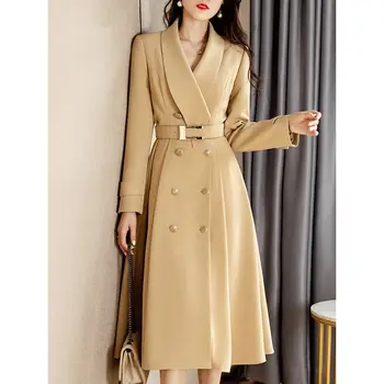 Весна и осень 2023 года, Новый стиль, Темперамент, Ветровка, женское пальто средней длины, модный дизайн, высококачественное пальто
