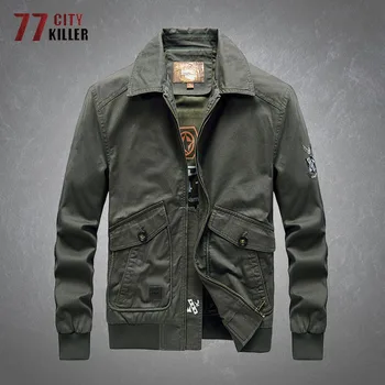 Военная куртка-бомбер, мужская повседневная хлопковая однотонная куртка-карго с несколькими карманами, мужская уличная тактическая куртка для поездок на работу, осень-зима