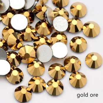 Высококачественные стразы из золотой руды SS3-30, приклеивающиеся к одежде, без исправлений, стеклянный камень с плоским дном