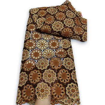 Гипюровый шнур, кружевная ткань с камнями, Новейшая Африканская кружевная ткань 2023 года, высококачественный материал для свадебного платья для шикарного платья 4