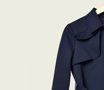 Женское элегантное пальто, темно-синий плиссированный длинный тренч со шнуровкой и буквами на пуговицах для офисной женской одежды