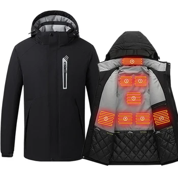 Зимняя мужская куртка с подогревом, Зимняя Одежда с электрическим подогревом, USB-зарядка, Водонепроницаемая ветровка, Лыжное пальто для активного отдыха P1138