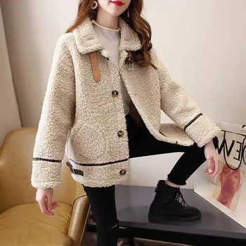 Кардиган из овечьей шерсти большого размера, женский зимний стиль, Новый свободный свитер, утолщенный студенческий топ-поло