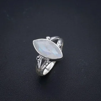Кольцо из серебра 925 пробы ручной работы с натуральным лунным камнем StarGems 6.25 F0780