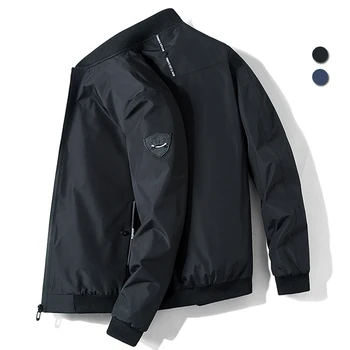 Куртки-ветровки для мужчин, легкая куртка-бомбер, бейсбольный воротник, тонкие университетские пальто, приталенная мужская повседневная одежда, весна 2023 г.