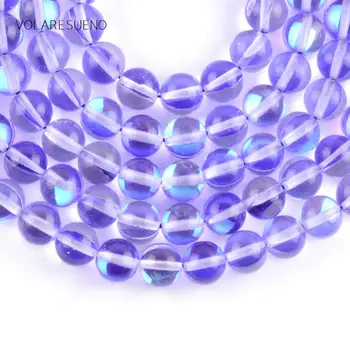 Оптовая Продажа Натурального Камня Фиолетовый Гладкий Лунный Камень Круглые Бусины Для Изготовления Ювелирных Изделий 6-12 мм Распорные Свободные Бусины Diy Bracelet15