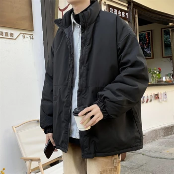 Простая японская хлопчатобумажная одежда со стоячим воротником, мужская свободная хлопчатобумажная одежда, теплая универсальная повседневная куртка, бутик-одежда