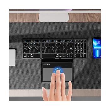 Складная беспроводная клавиатура Bluetooth с тачпадом Ультратонкая карманная складная клавиатура для ПК с IOS, Android, Windows Tablet 2