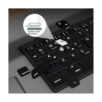 Складная беспроводная клавиатура Bluetooth с тачпадом Ультратонкая карманная складная клавиатура для ПК с IOS, Android, Windows Tablet 4